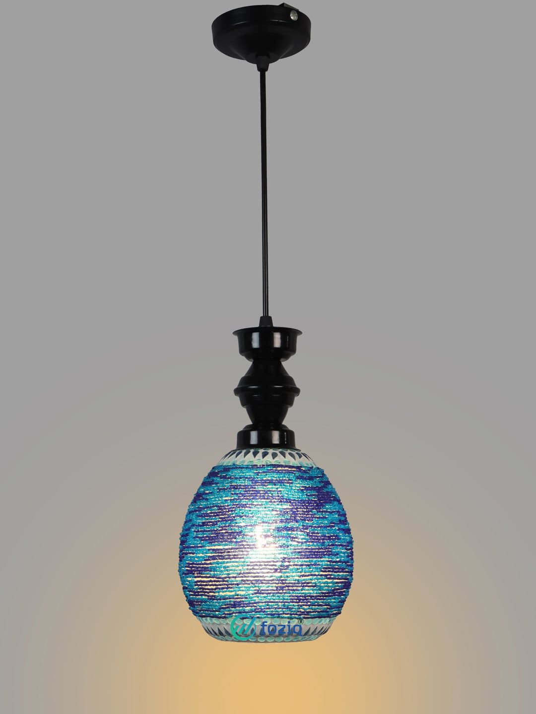 foziq Black & Blue Textured Ceiling Lamp Price in India