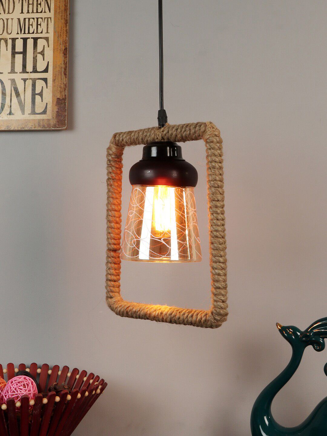foziq Black Solid Contemporary Ceiling Lamp Price in India