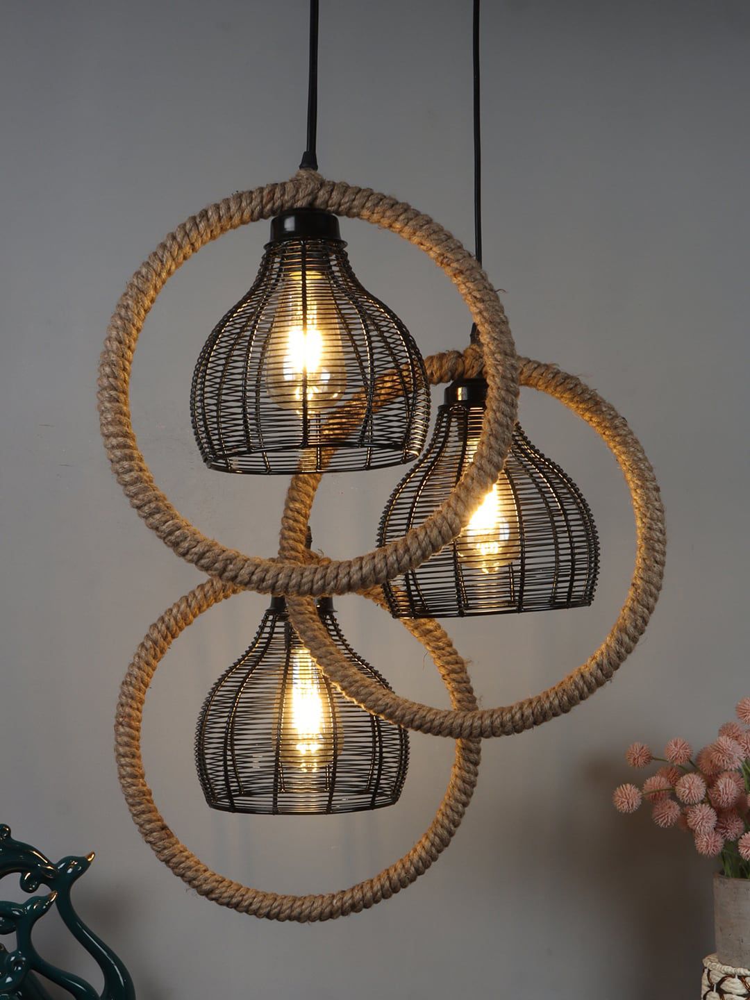 foziq Black Textured Ceiling Lamp Price in India