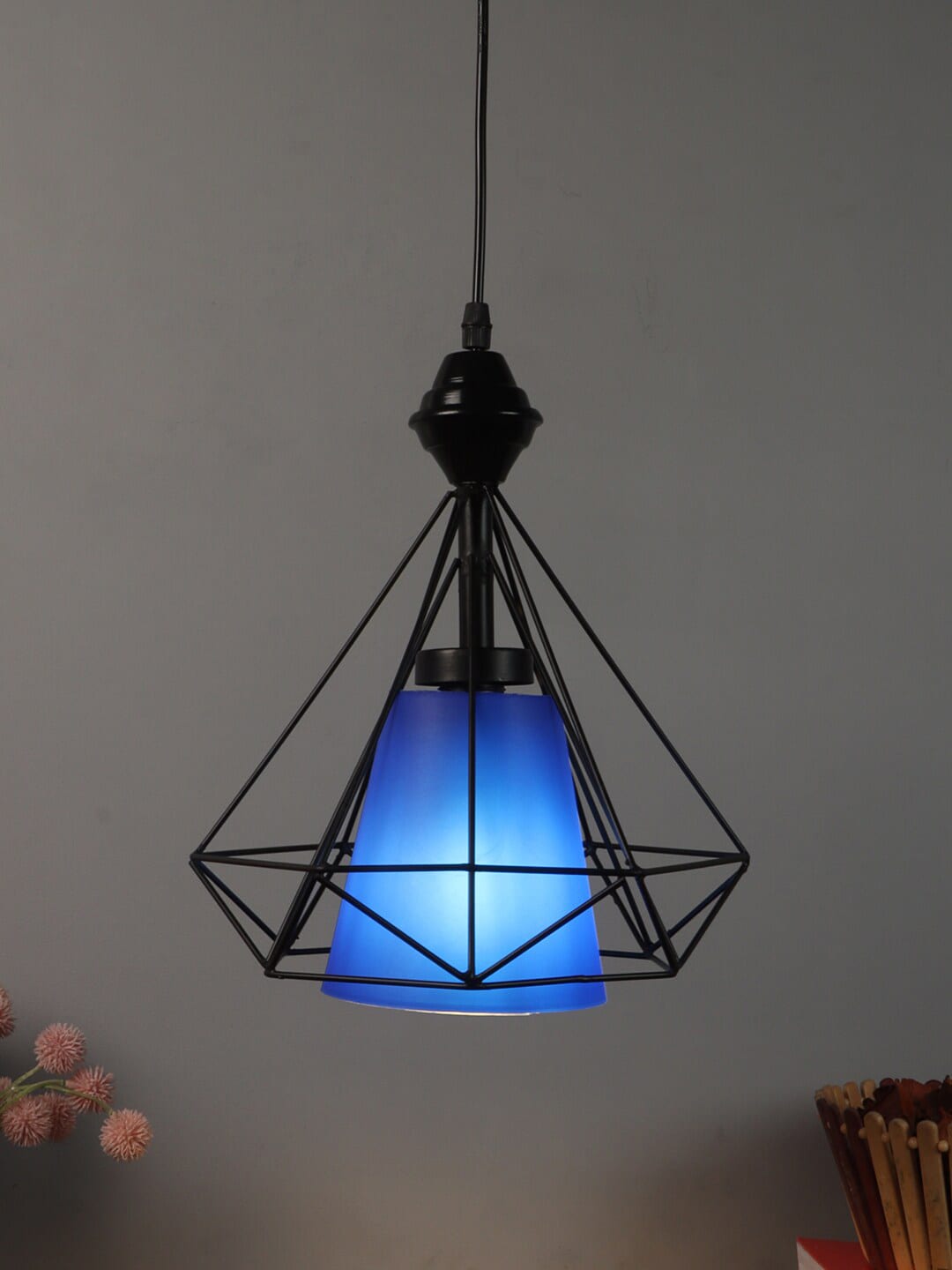 foziq Black & Blue Solid Ceiling Lamp Price in India