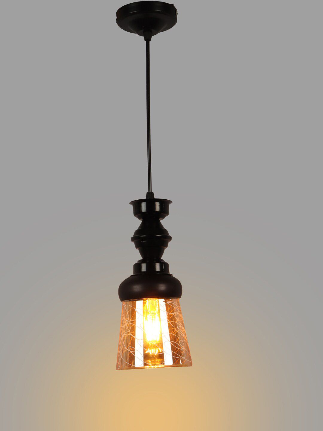 foziq Black & Gold-Toned Printed Contemporary Ceiling Lamp Price in India