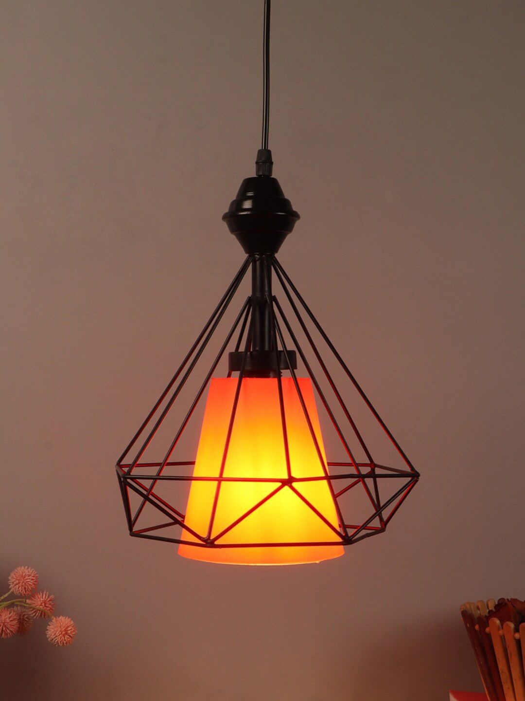 foziq Black Solid Metal Ceiling Pendant Lamp Price in India