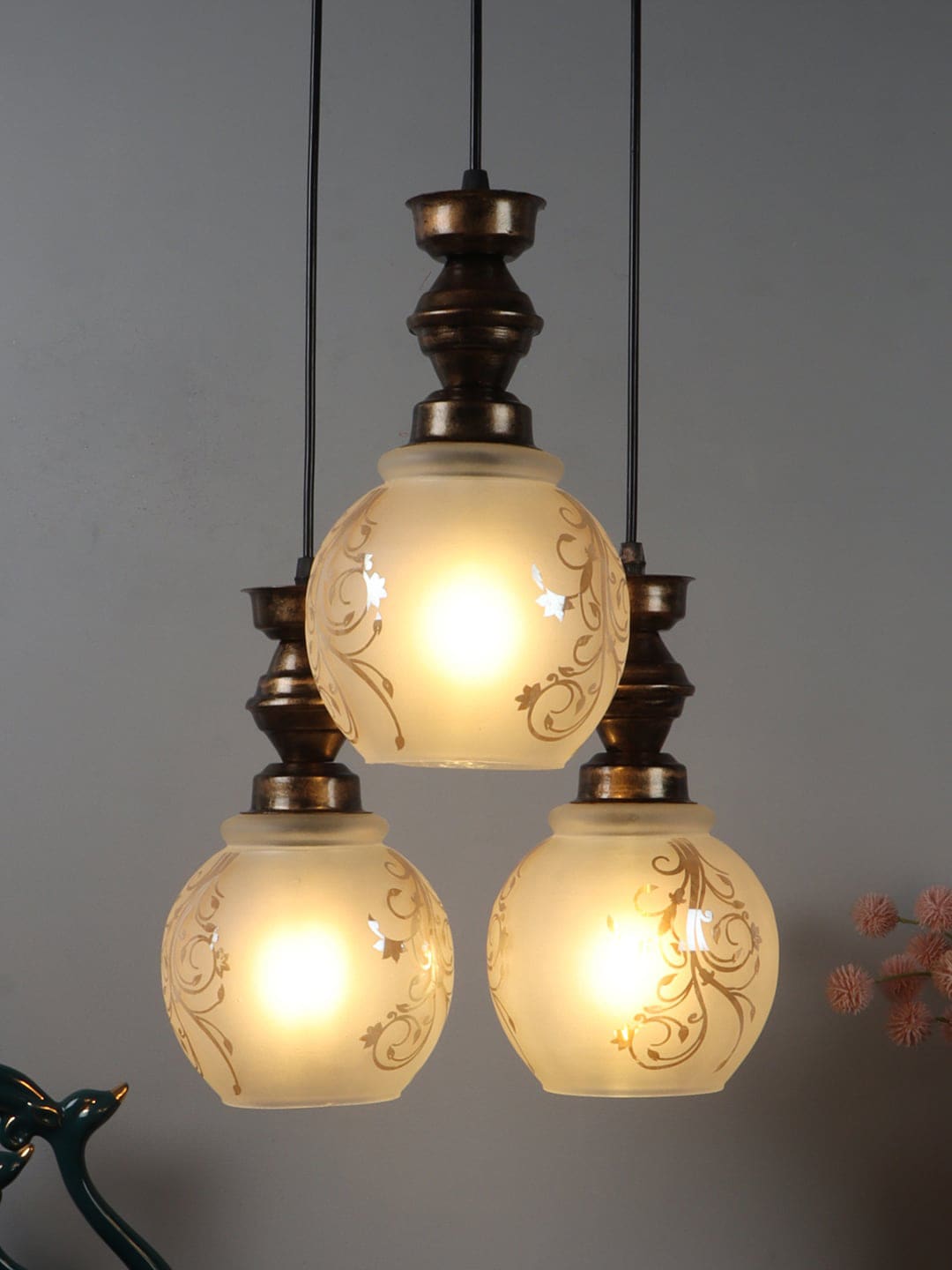 foziq Gold-Toned Printed Ceiling Lamps Price in India