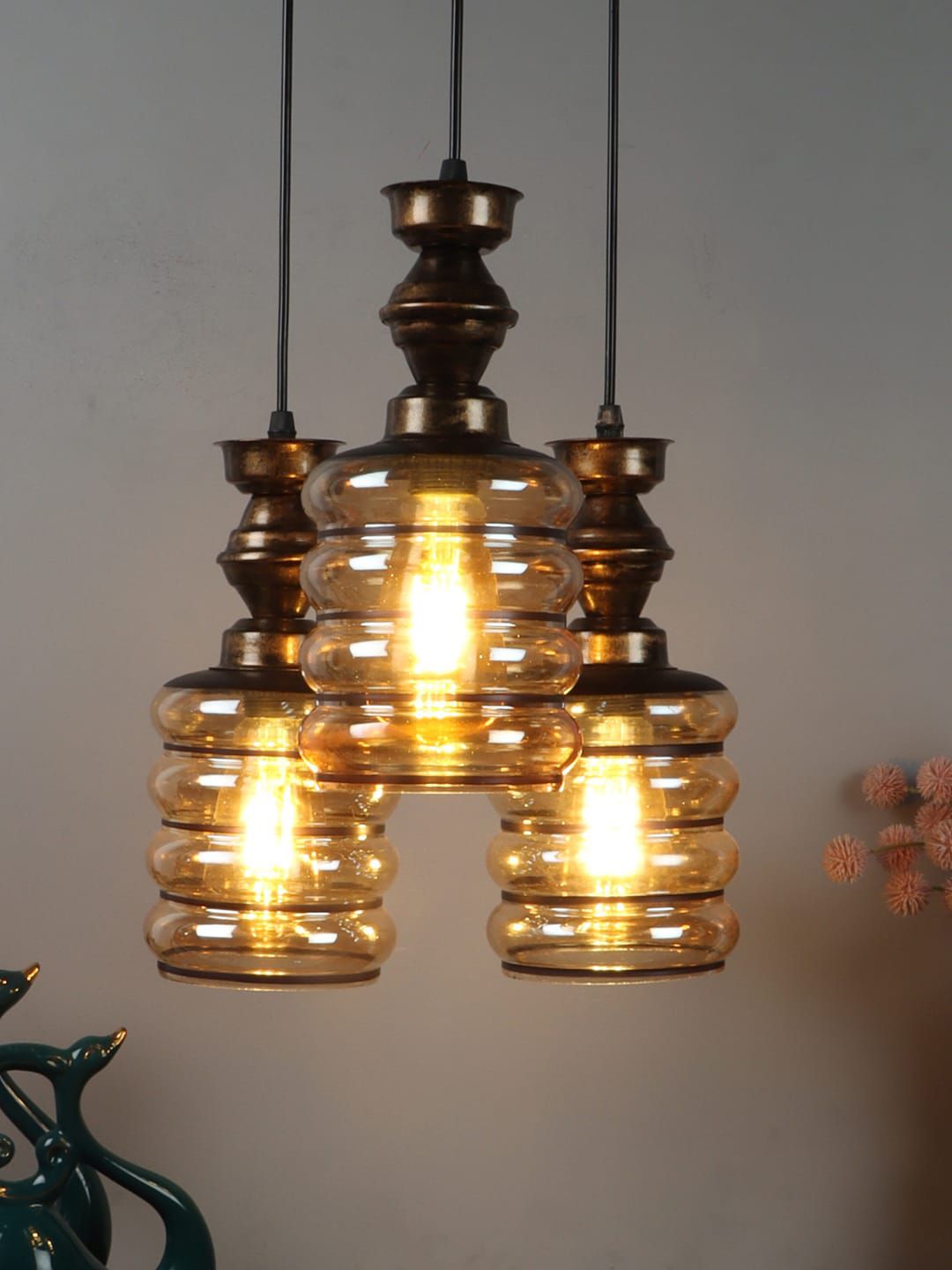 foziq Gold-Toned Solid Ceiling Pendant Lamp Price in India