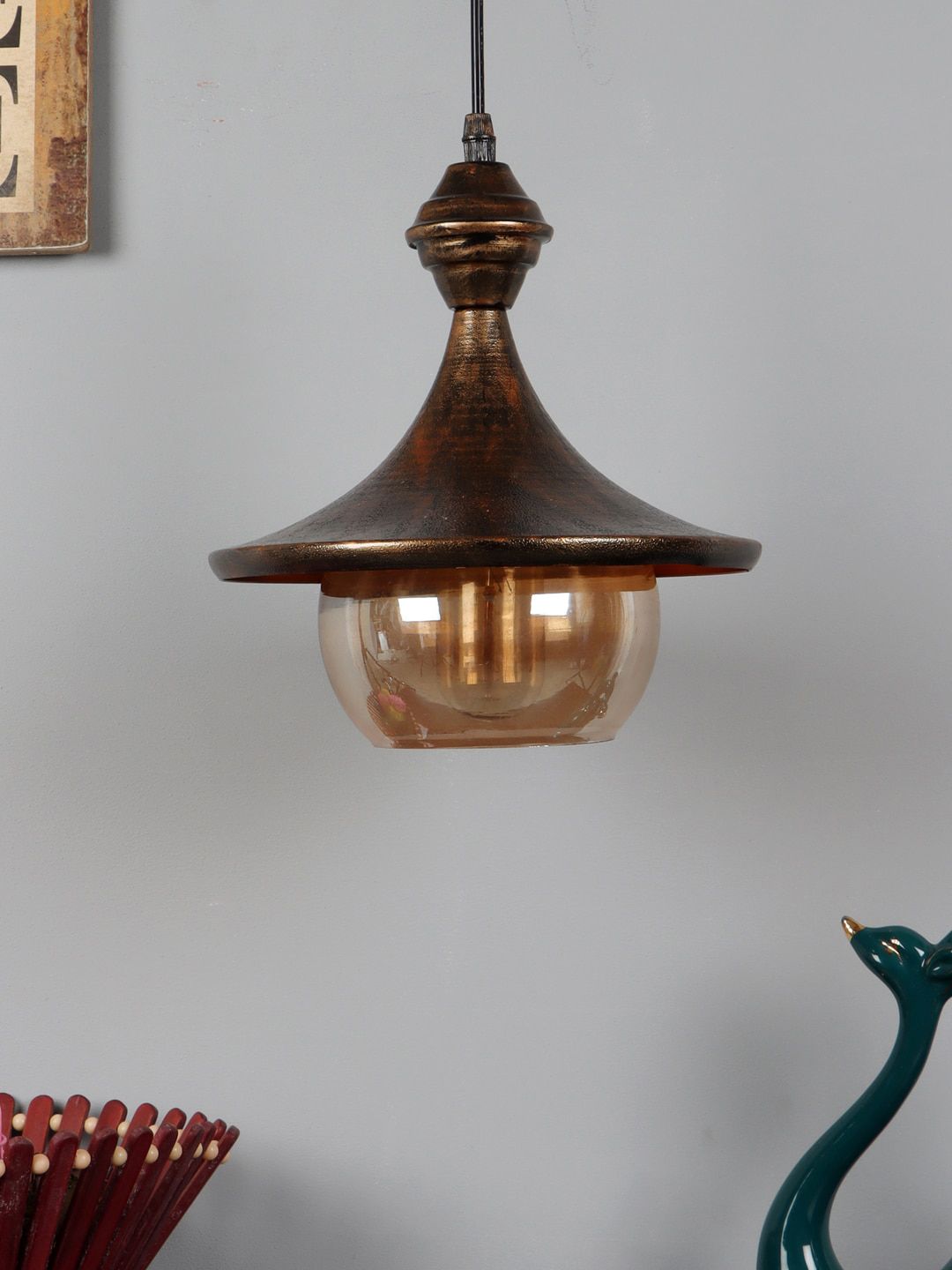 foziq Gold-Toned Solid Metal Ceiling Lamps Price in India