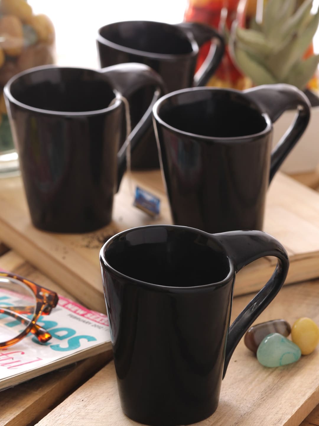 VarEesha Black 6 Pieces Solid Ceramic Handcrafted Coffee Mug Set Price in India