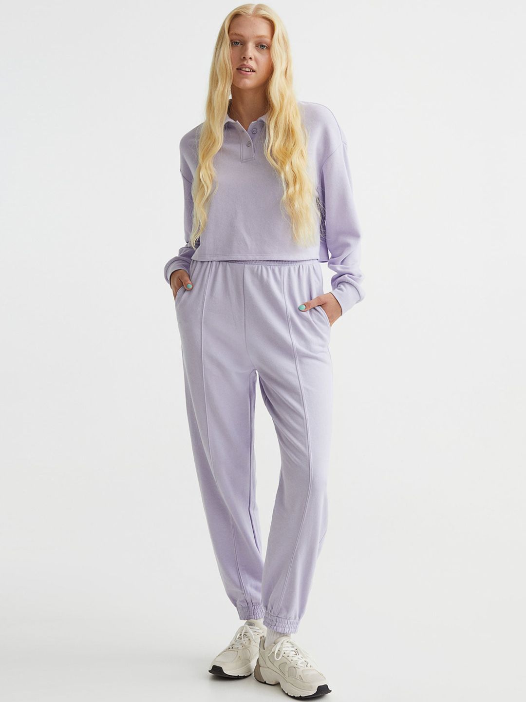 H&M Women Purple Oversized Joggers Price in India