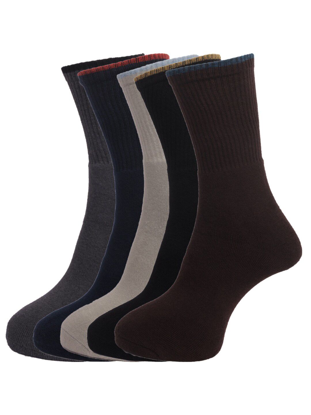 Dollar Socks Men Pack of 5 Assorted Self Design Cotton Full Length Socks