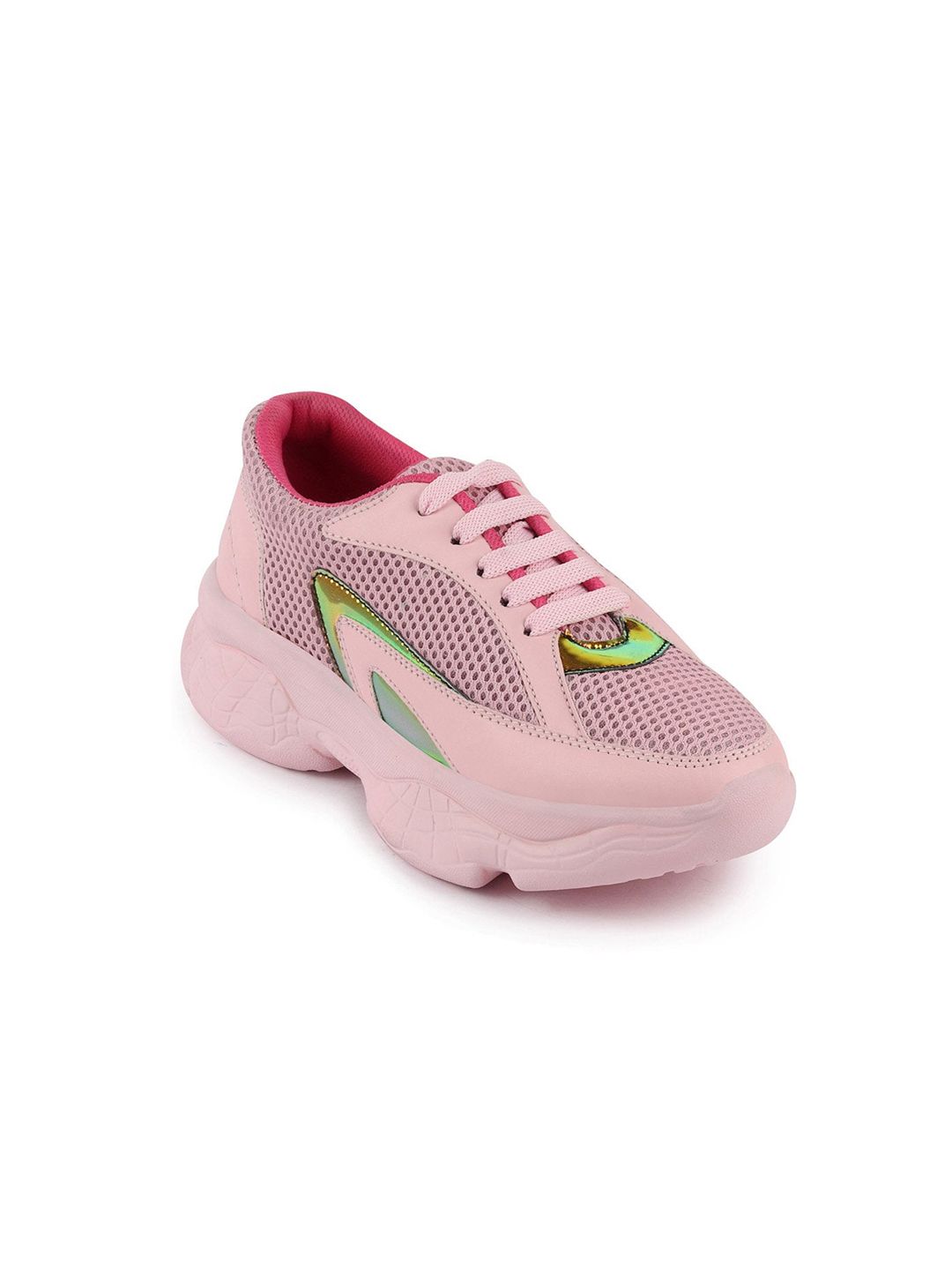 FAUSTO Women Pink Lace-Up Running  Shoes Price in India