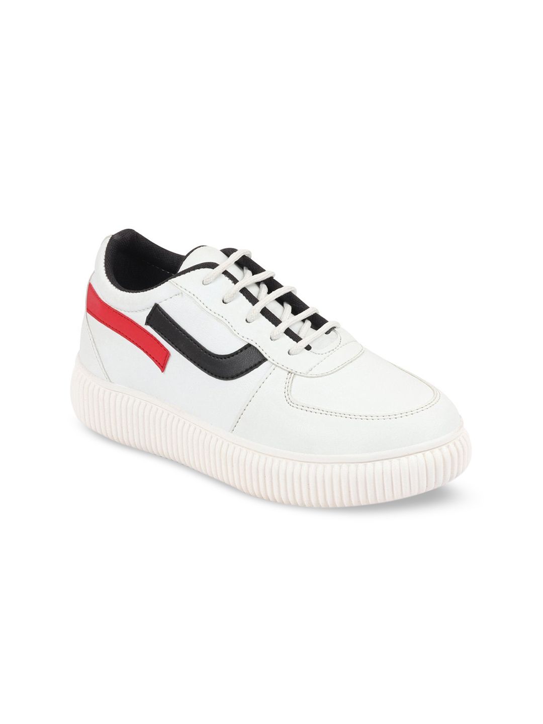 FAUSTO Women White Colourblocked PU Sneakers Price in India