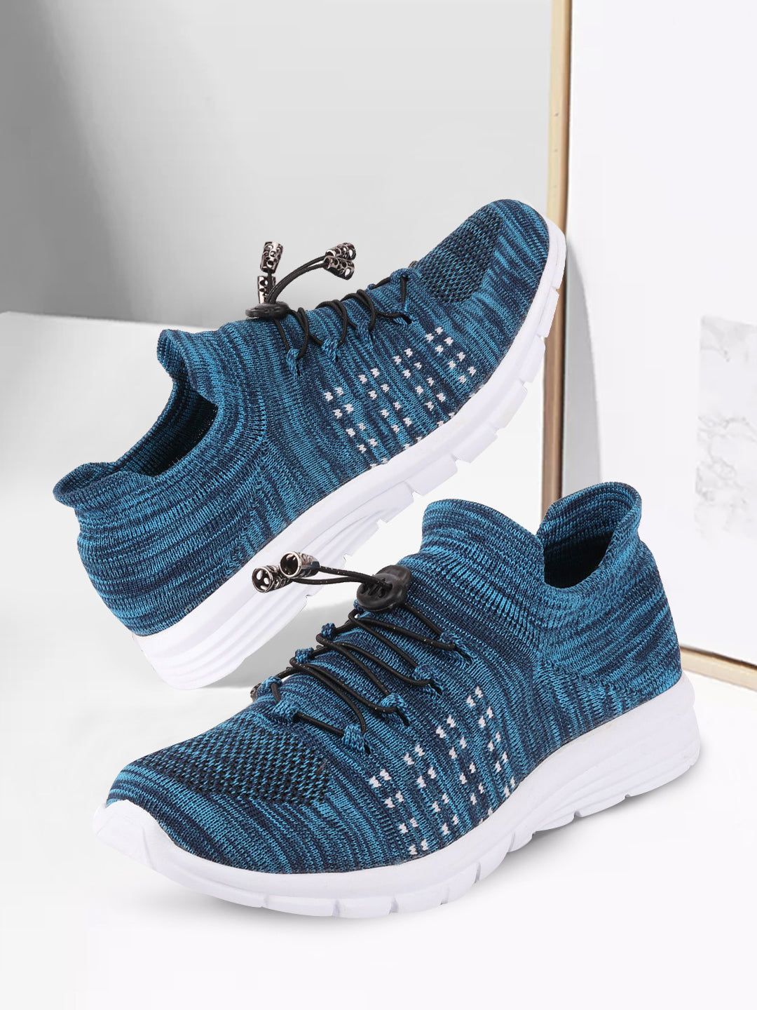 FAUSTO Men Blue Mesh Running Non-Marking Shoes