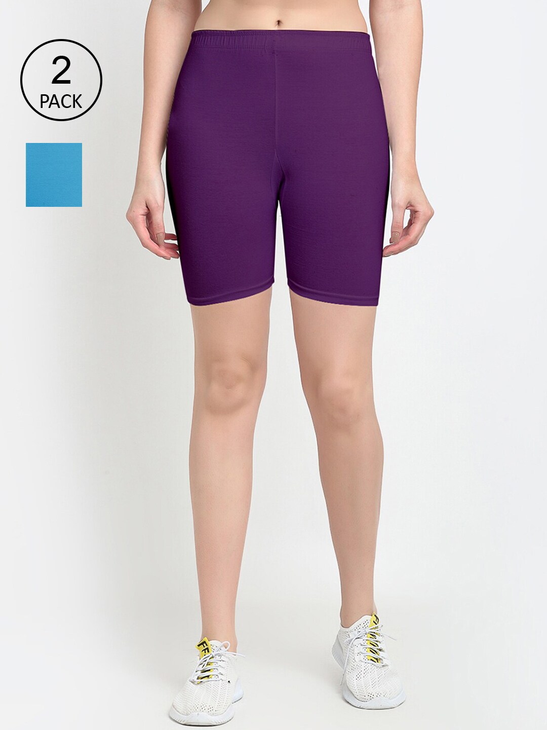 GRACIT Pack Of 2 Women Purple Cycling Sports Shorts Price in India