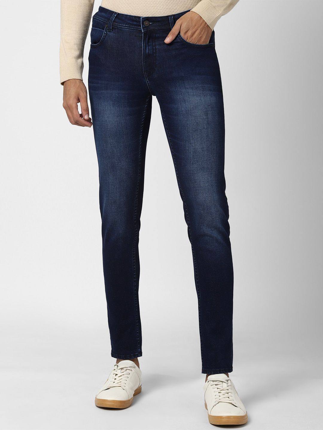 Peter England Casuals Men Navy Blue Slim Fit Light Fade Jeans