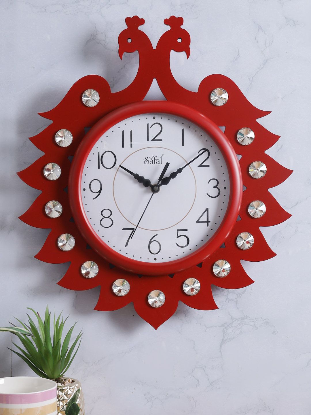 Safal Red & White Animal Shaped Contemporary Wall Clock Price in India