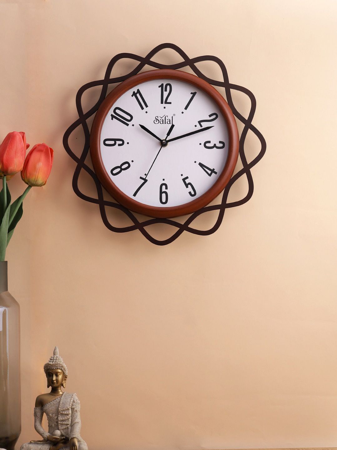 Safal Brown & Black Abstract Shaped Wall Clock Price in India