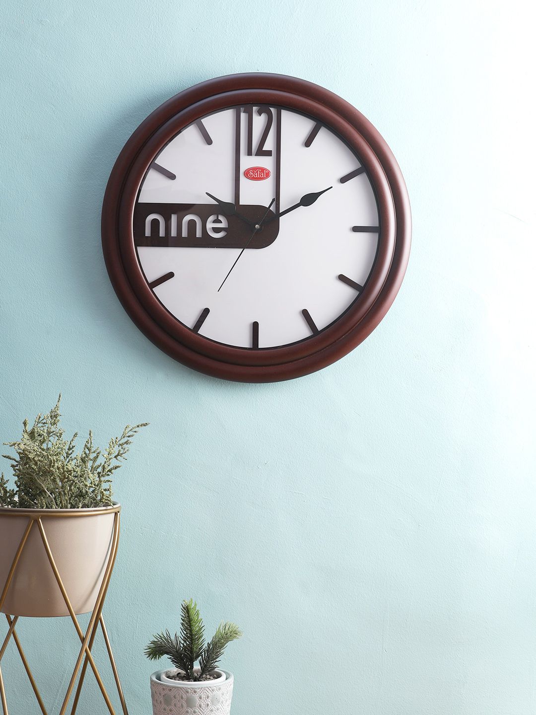 Safal Brown & White Contemporary Wall Clock With Artistic Laser Cut Numerals Price in India