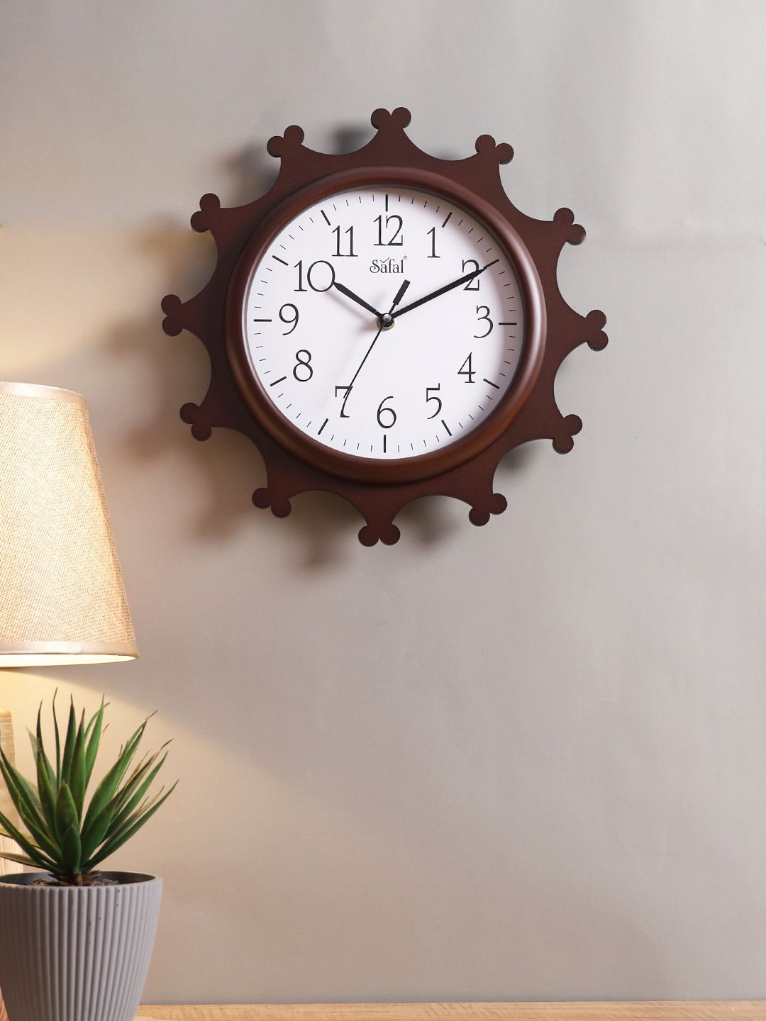 Safal Brown & White Abstract Shaped Contemporary Wall Clock Price in India