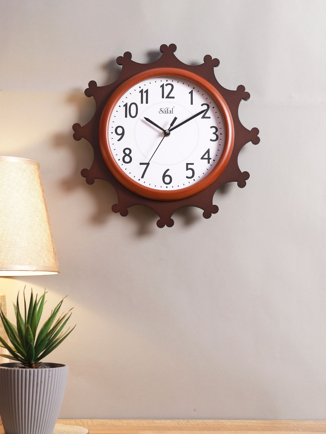 Safal Brown & Black Abstract Shaped Contemporary Analogue Wall Clock Price in India