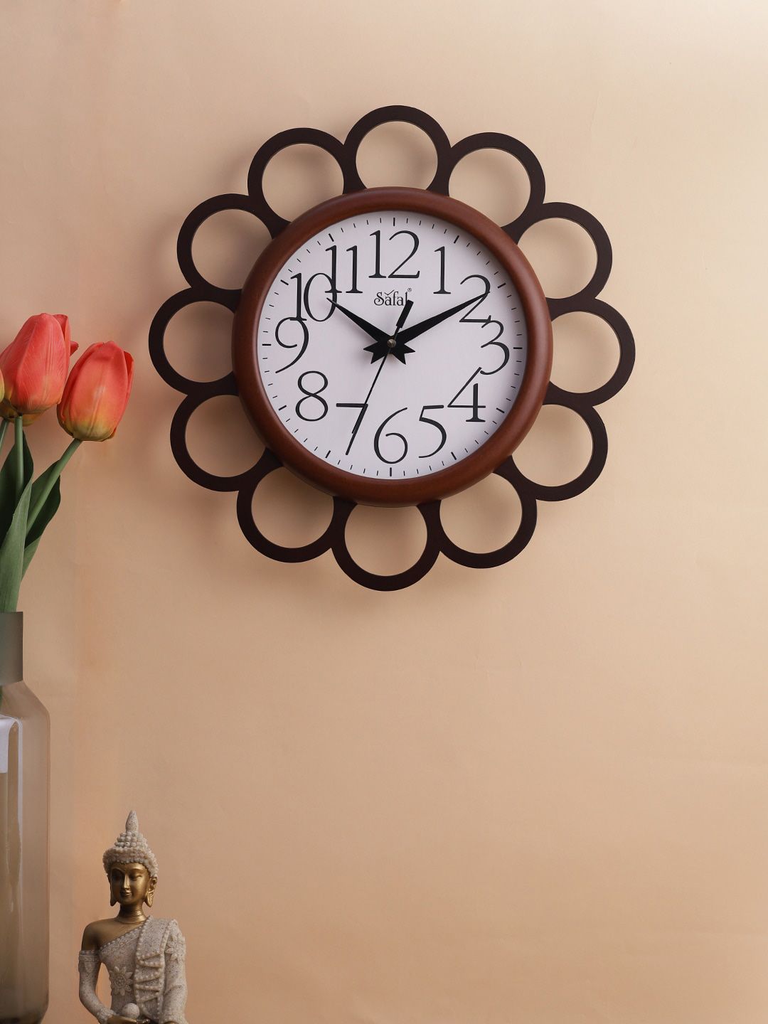 Safal White & Brown Contemporary Wall Clock Price in India