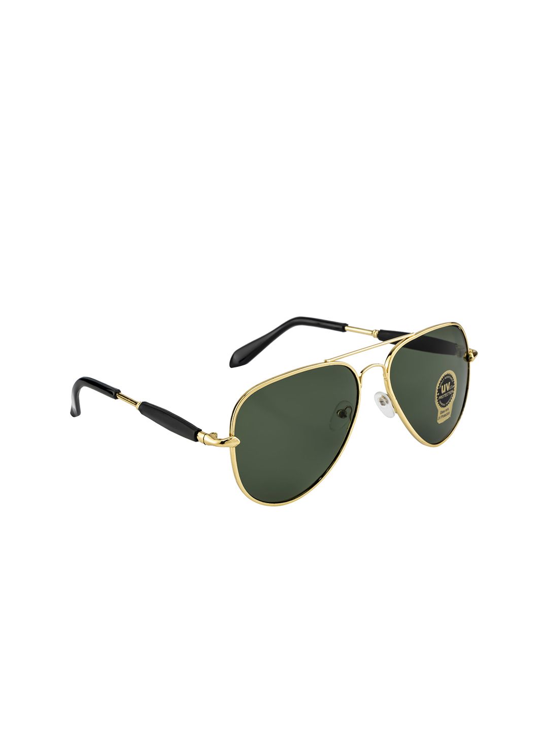 Mast & Harbour Unisex Green Lens & Gold-Toned Aviator Sunglasses with UV Protected Lens