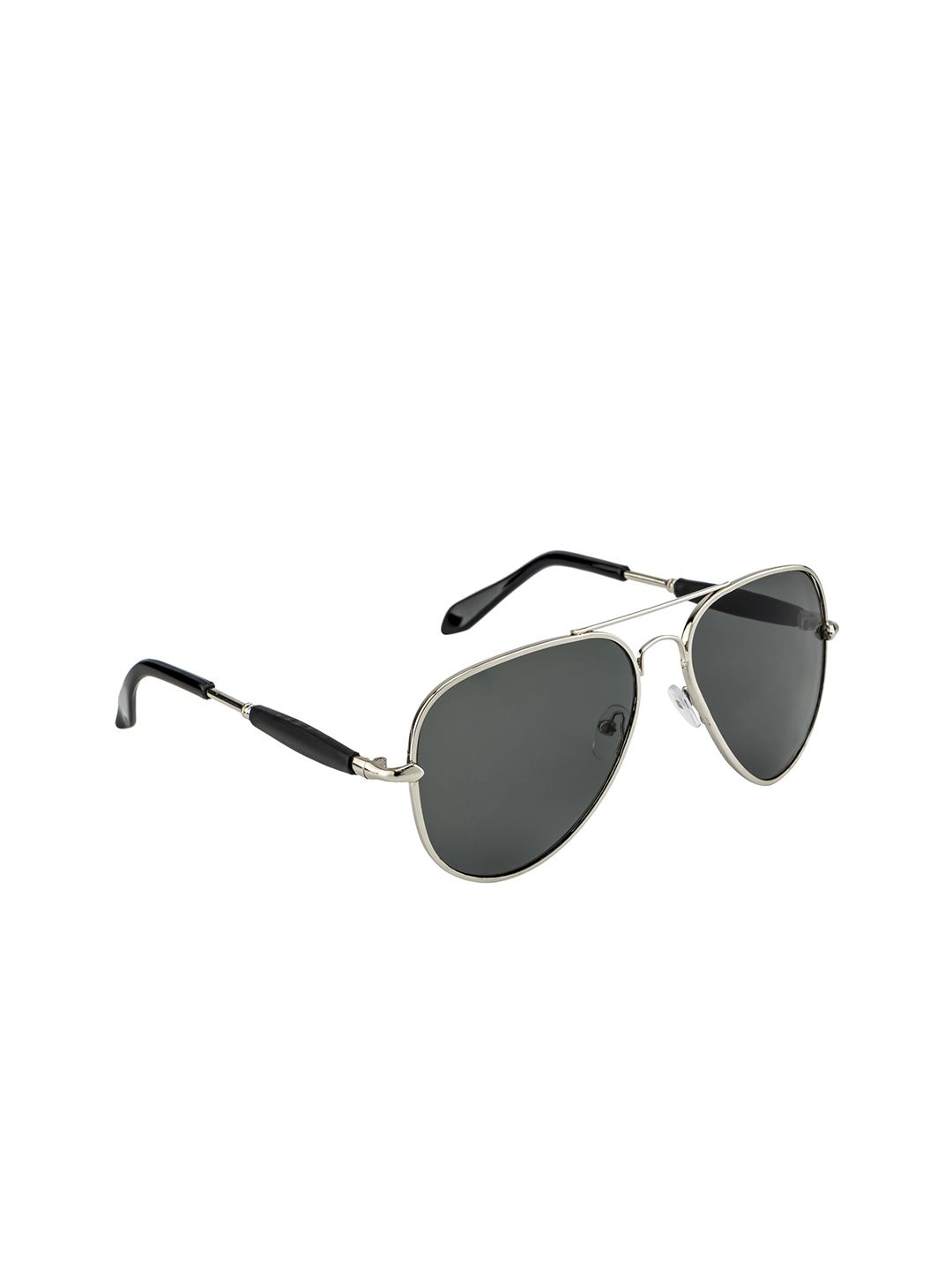 Mast & Harbour Unisex Black Lens & Silver-Toned Aviator Sunglasses with UV Protected Lens