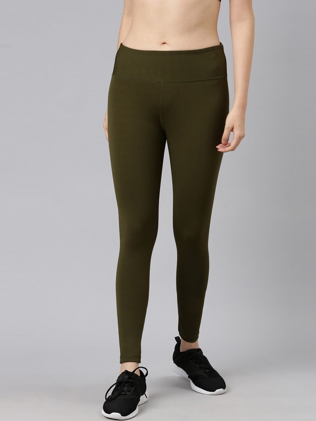 Kryptic Women Olive Solid Slim-fit Tights Price in India