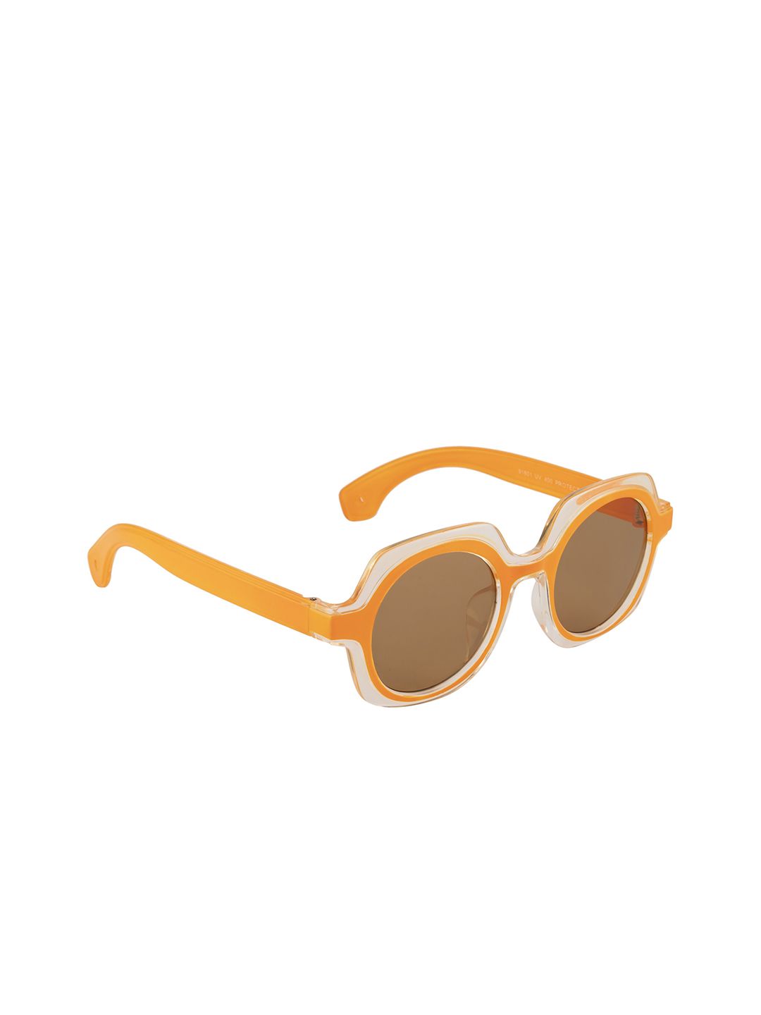 YK Unisex Kids Brown Lens & Orange Round Sunglasses with UV Protected Lens