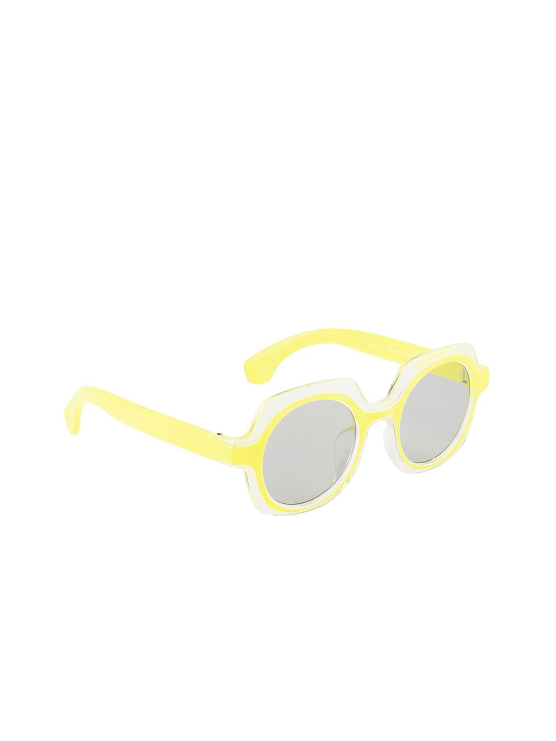 YK Unisex Kids Grey Lens & Yellow Round Sunglasses with UV Protected Lens YK-J7546