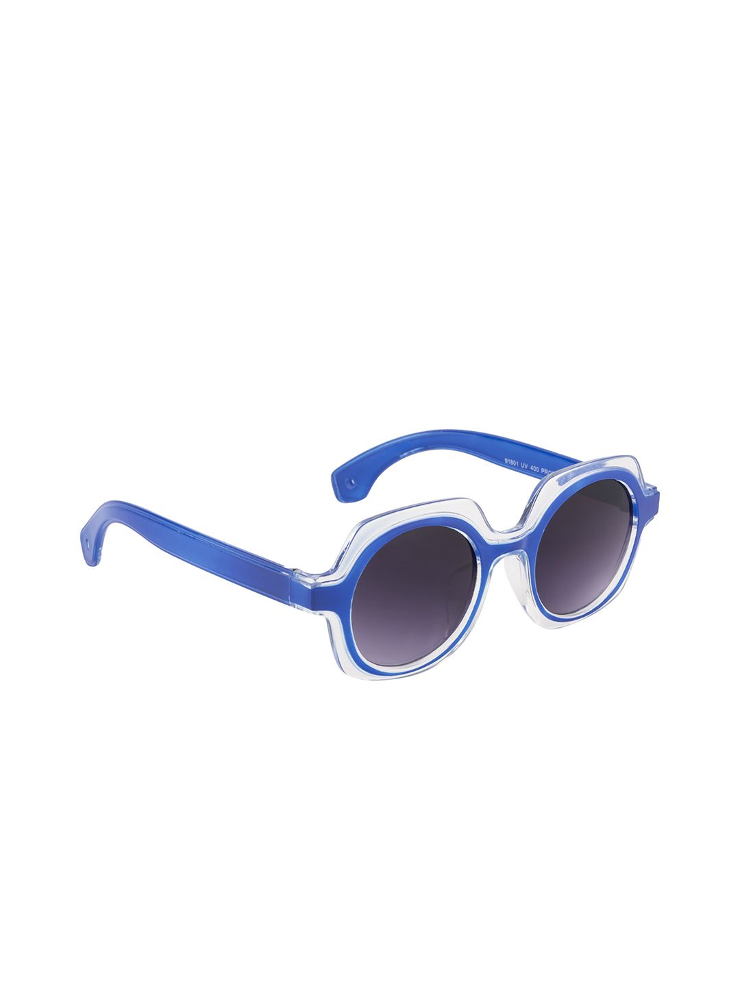 YK Unisex Kids Grey Lens & Blue Round Sunglasses with UV Protected Lens