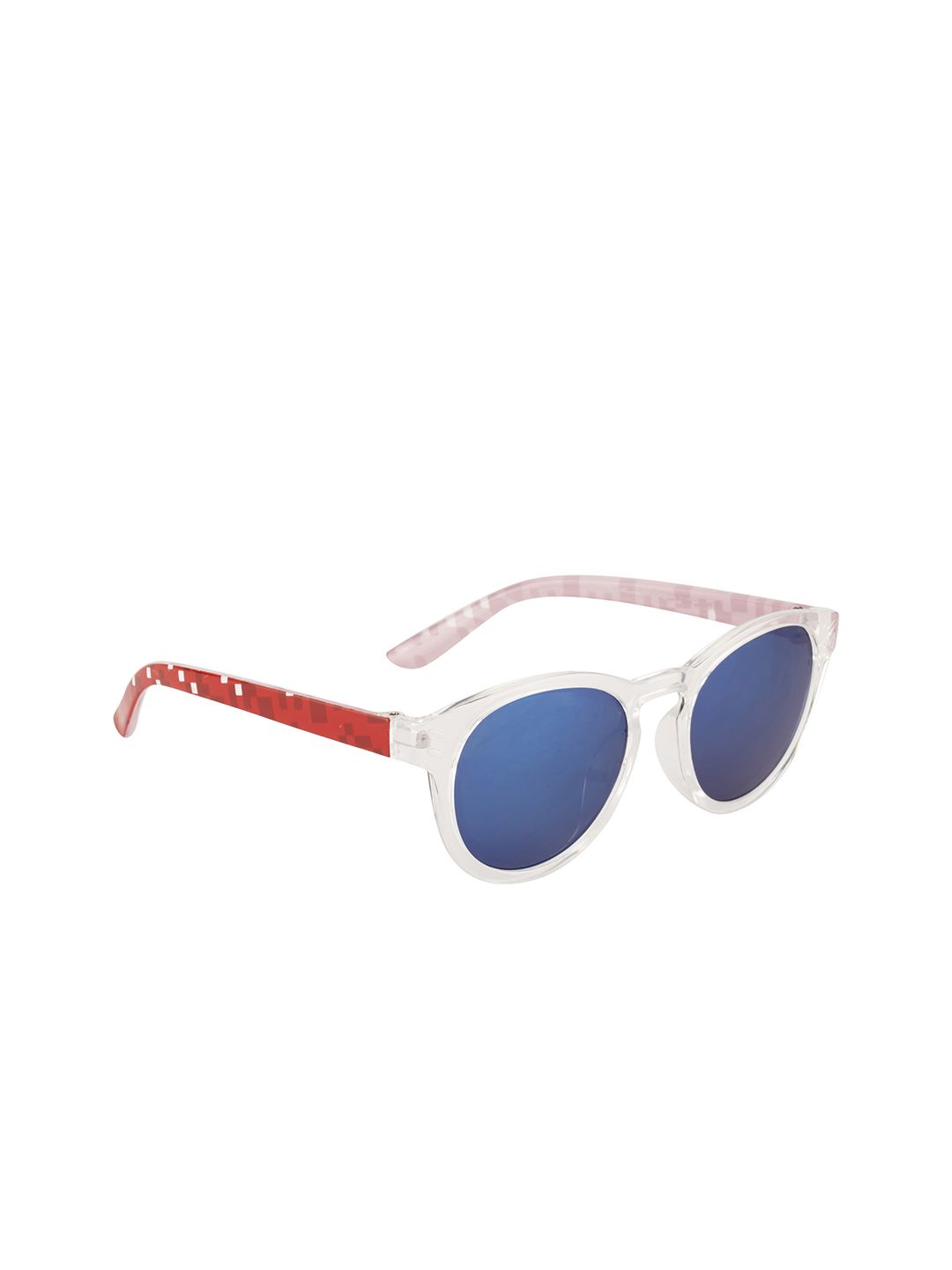 YK Unisex Kids Blue Lens & White Oval Sunglasses with UV Protected Lens