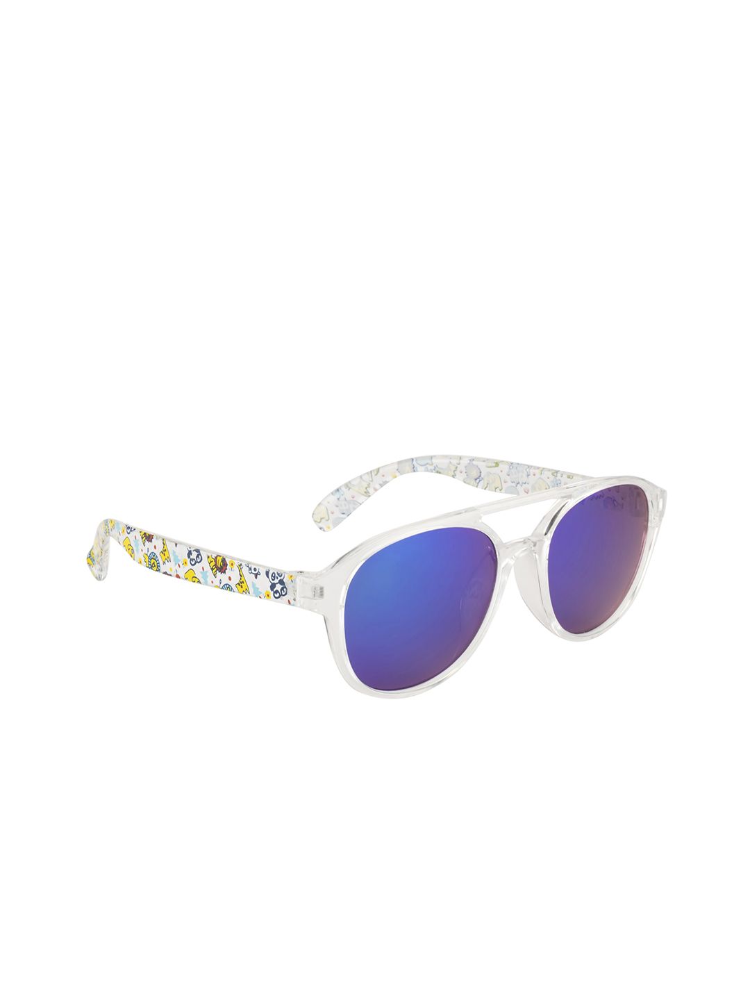 YK Unisex Kids Blue Lens & White Wayfarer Sunglasses with UV Protected Lens-YK-J7608