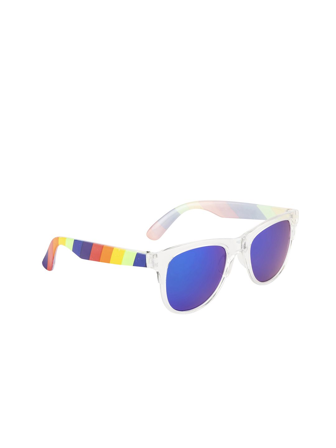 YK Unisex Kids Blue Lens & White Wayfarer Sunglasses with UV Protected Lens