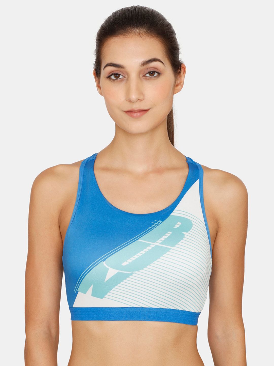 Zelocity by Zivame Blue & White Non-Wired Sports Bra Price in India