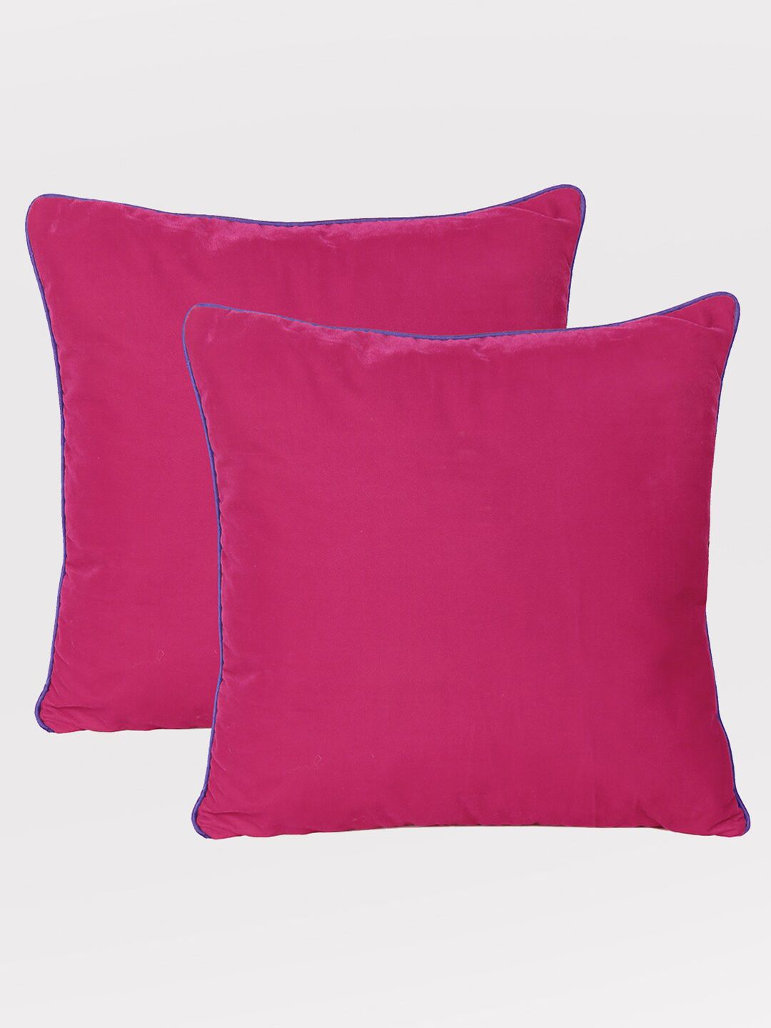 OUSSUM Pink Set of 2 Velvet Square Cushion Covers Price in India