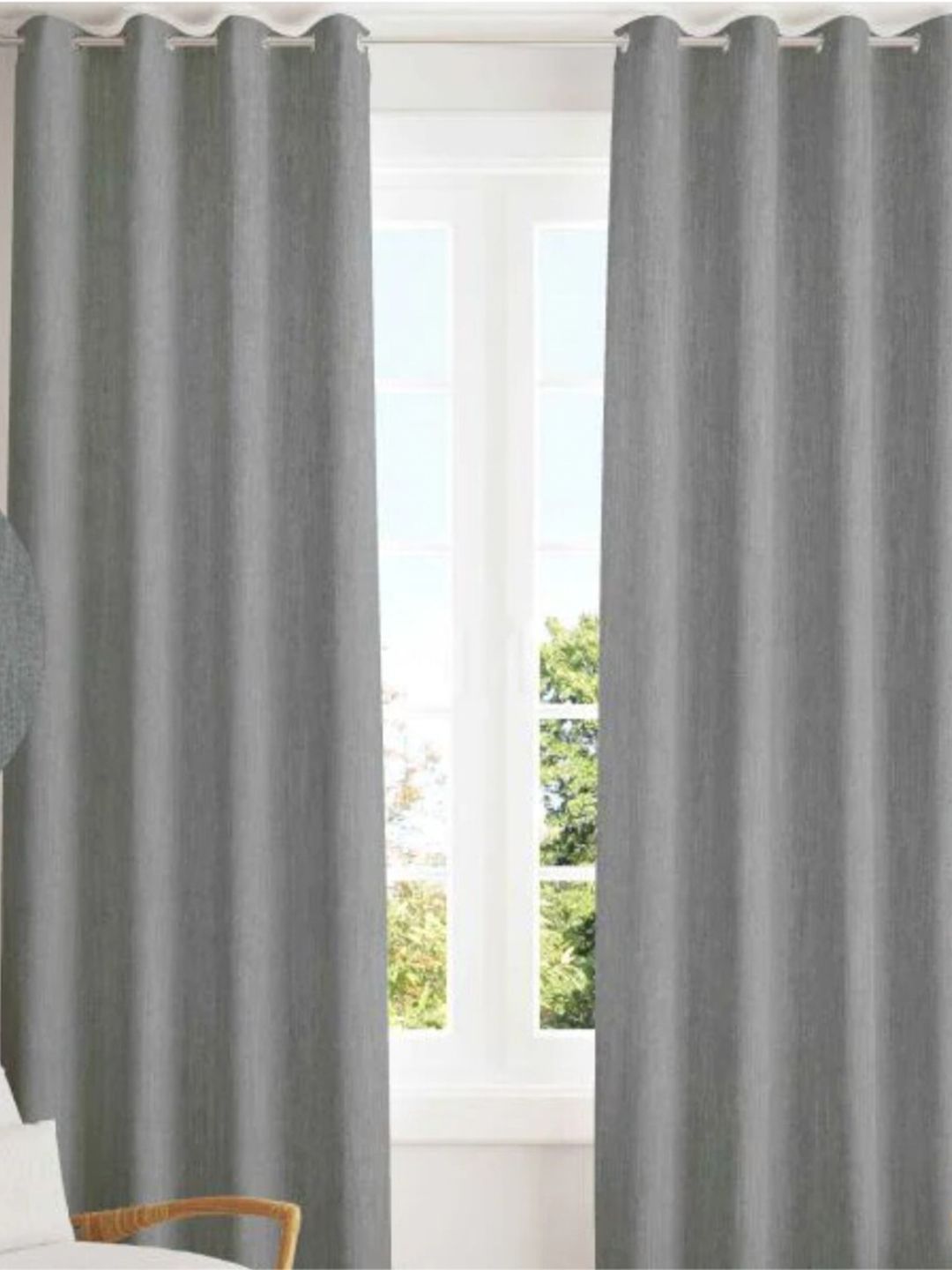 URBAN SPACE Grey Black Out Long Door Curtain Price in India