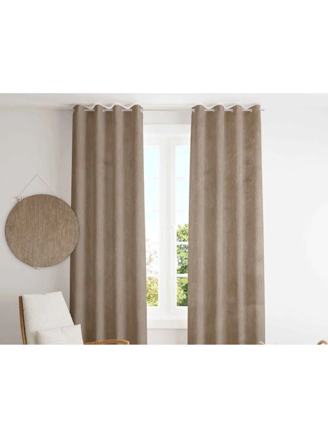 URBAN SPACE Brown Black Out Window Curtains Price in India
