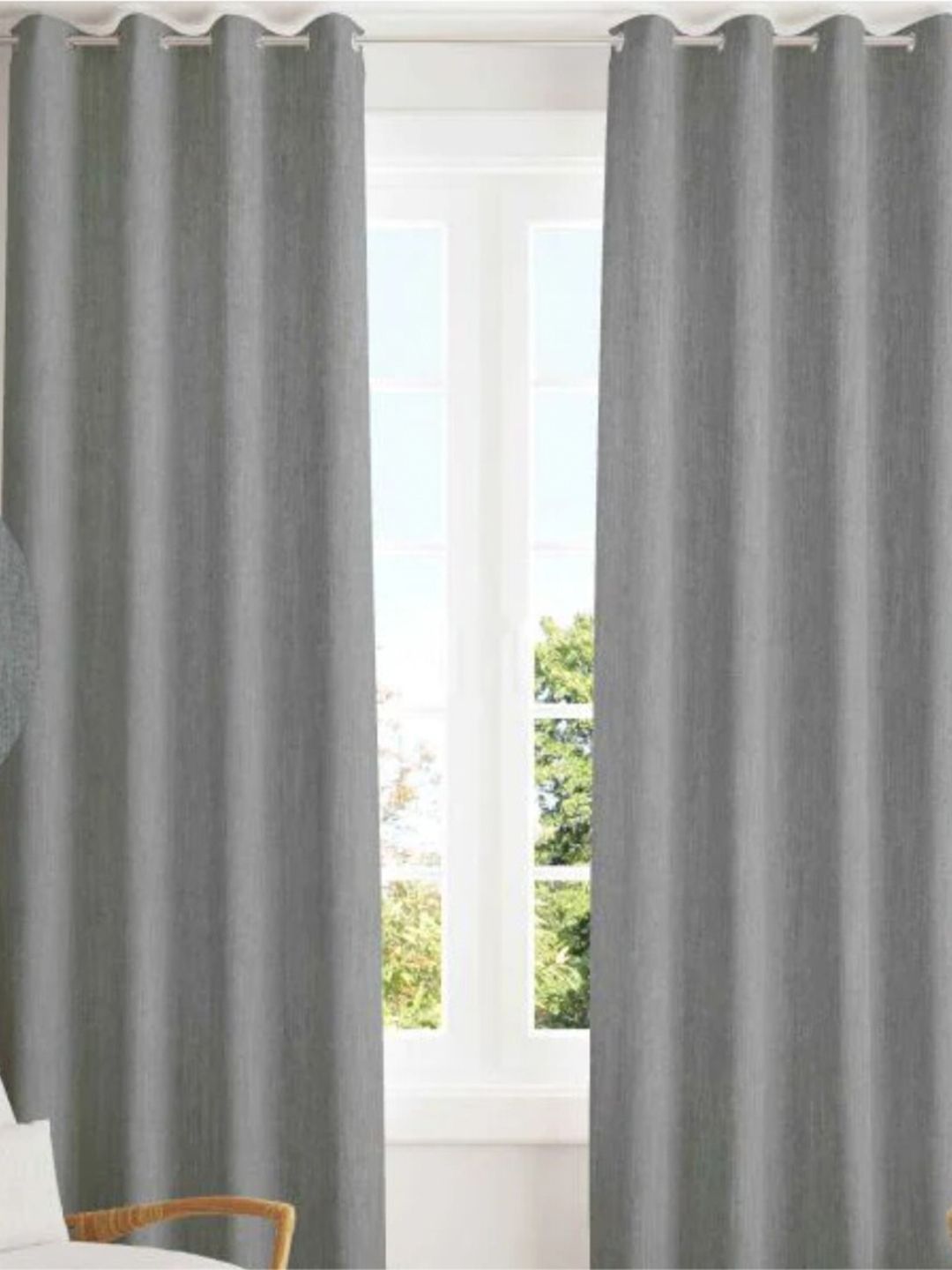 URBAN SPACE Grey Black Out Window Curtain Price in India