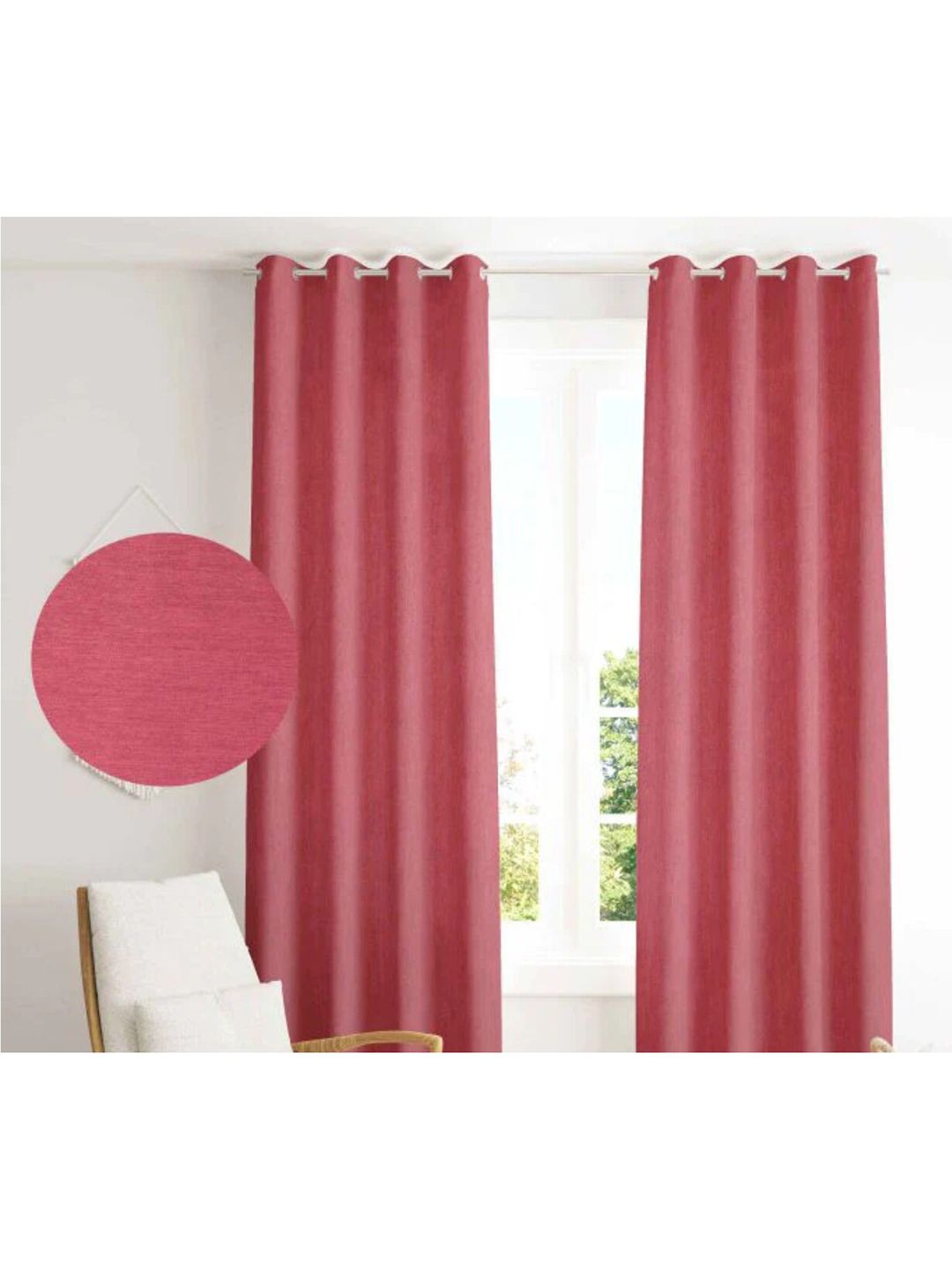 URBAN SPACE Red Black Out Long Door Curtain Price in India