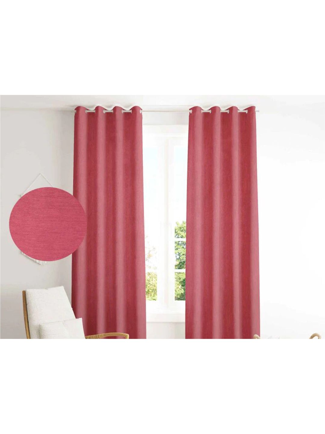 URBAN SPACE Red Black Out Window Curtain Price in India
