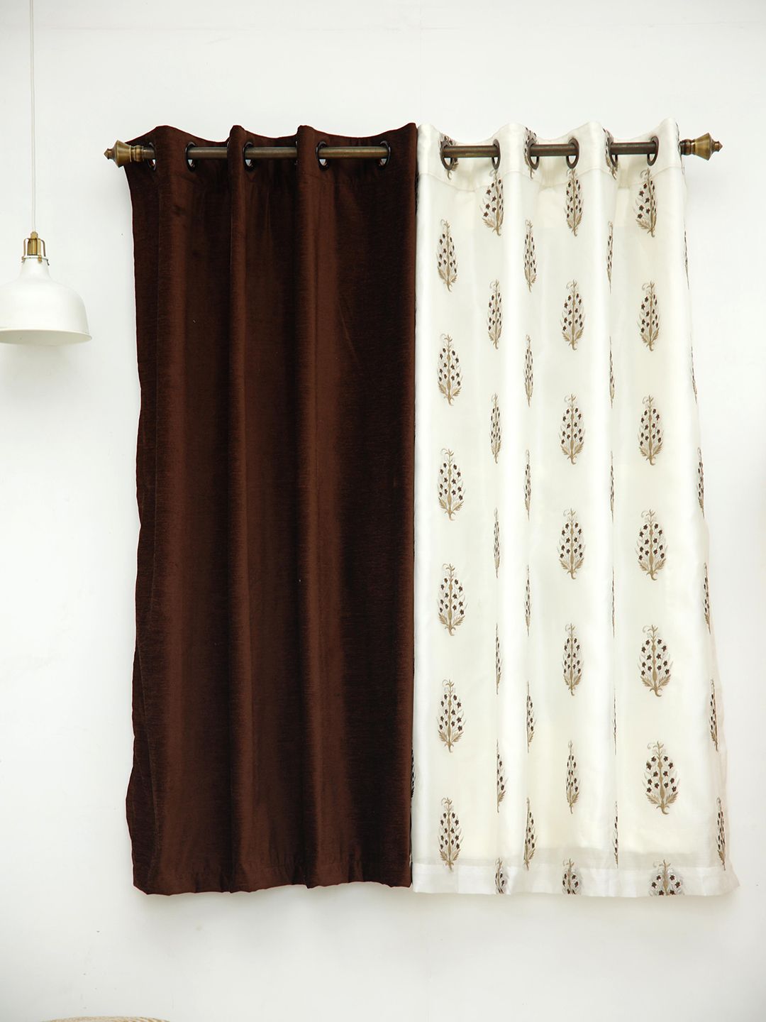 Ariana Cream & Maroon Set of 2 Window Curtains Price in India