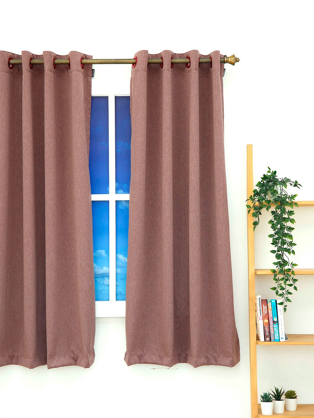 Ariana Burgundy Solid Black Out Window Curtain Price in India