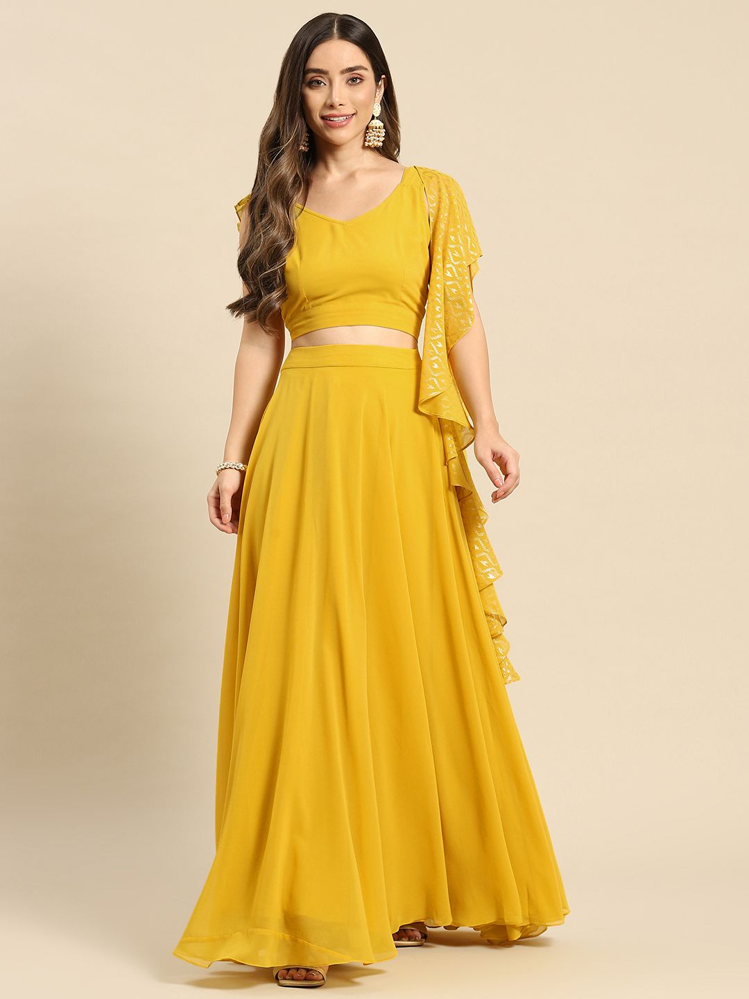 MABISH by Sonal Jain Yellow Ready to Wear Lehenga & Blouse With Dupatta Price in India