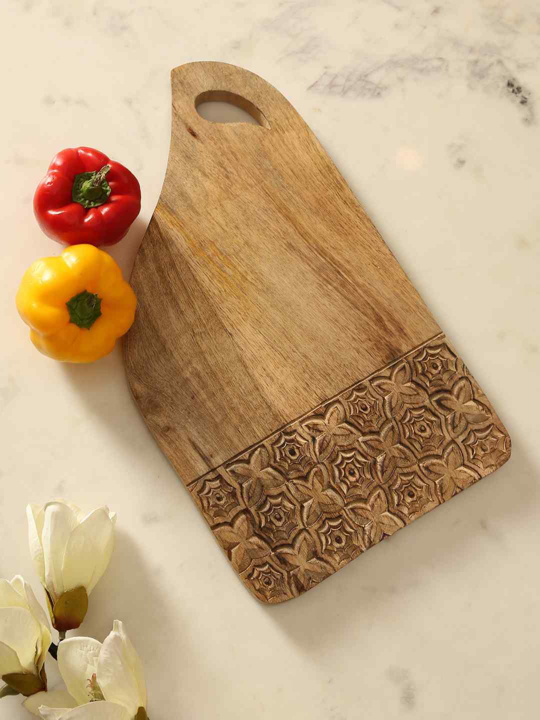 Amoliconcepts Brown Hand Carved Chopping Board Price in India