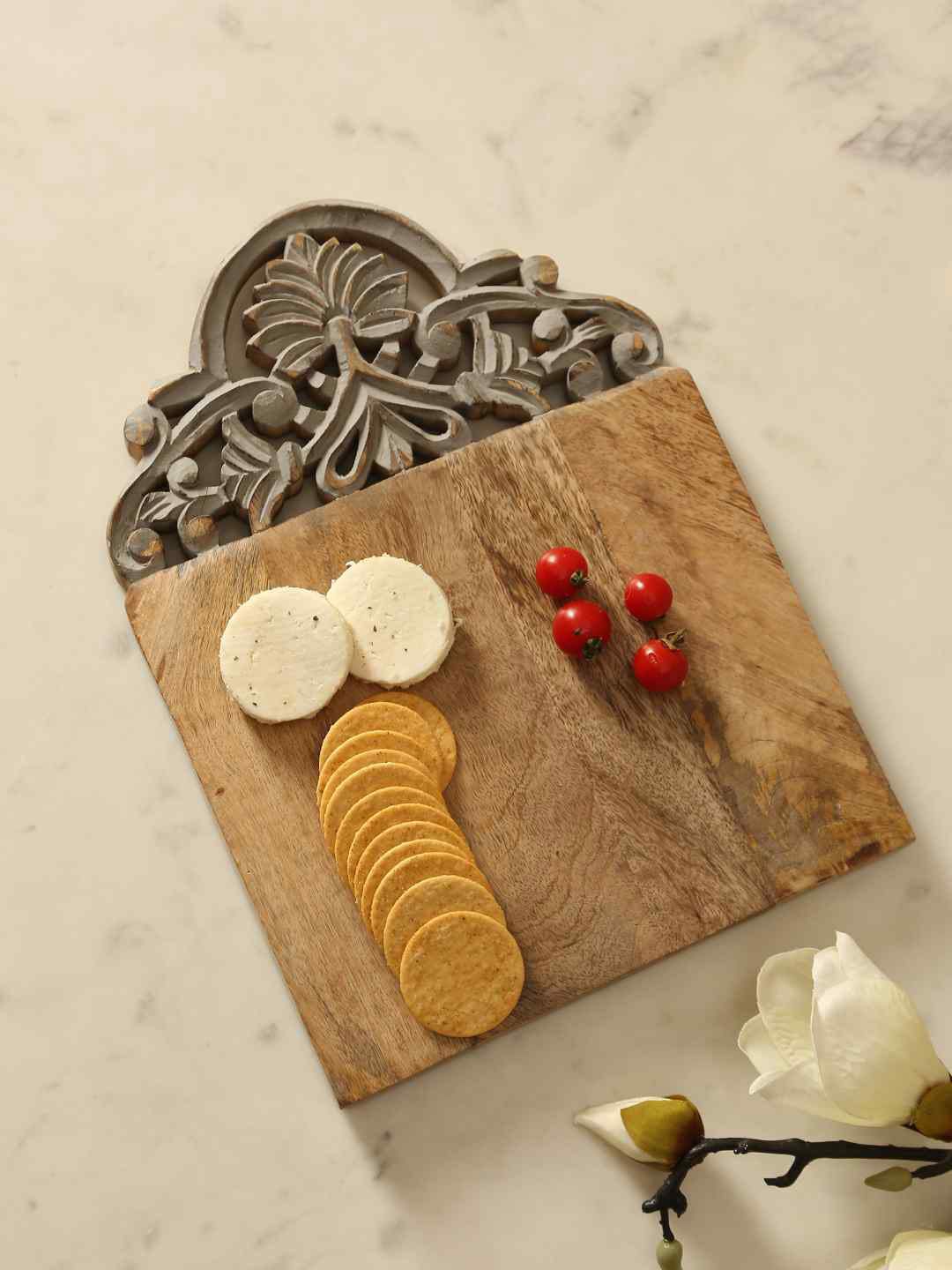 Amoliconcepts Grey Hand Carved Cheese Cum Chopping Board Price in India