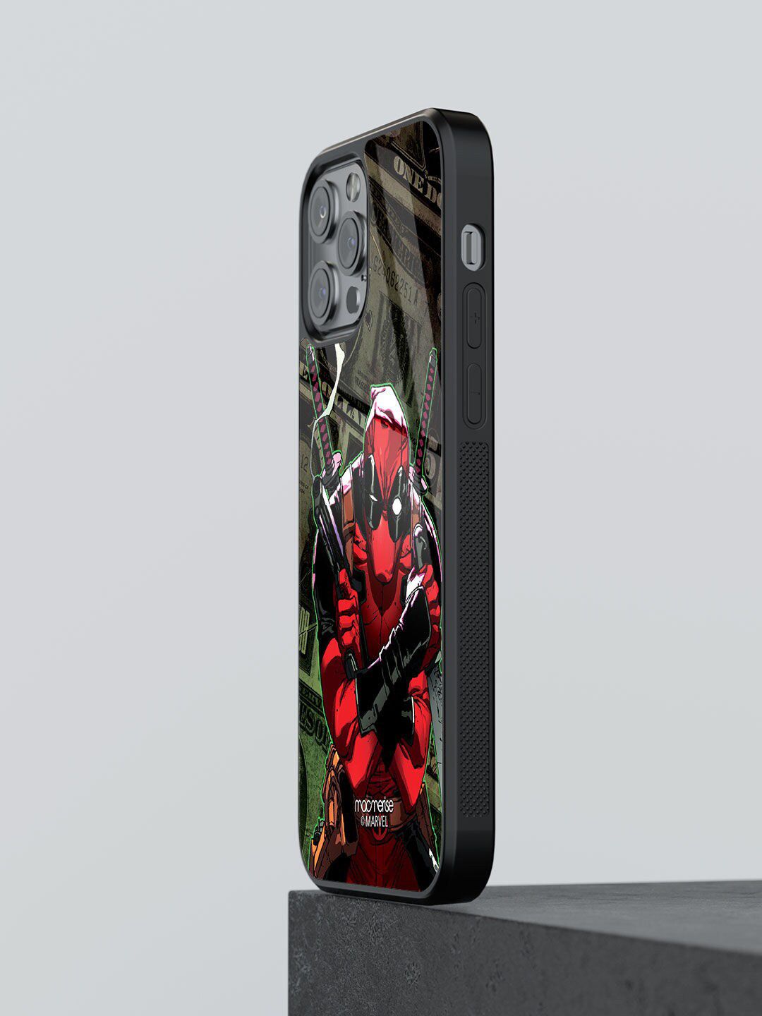 macmerise Black & Red Deadpool Dollar iPhone 12 Pro Back Case Price in India