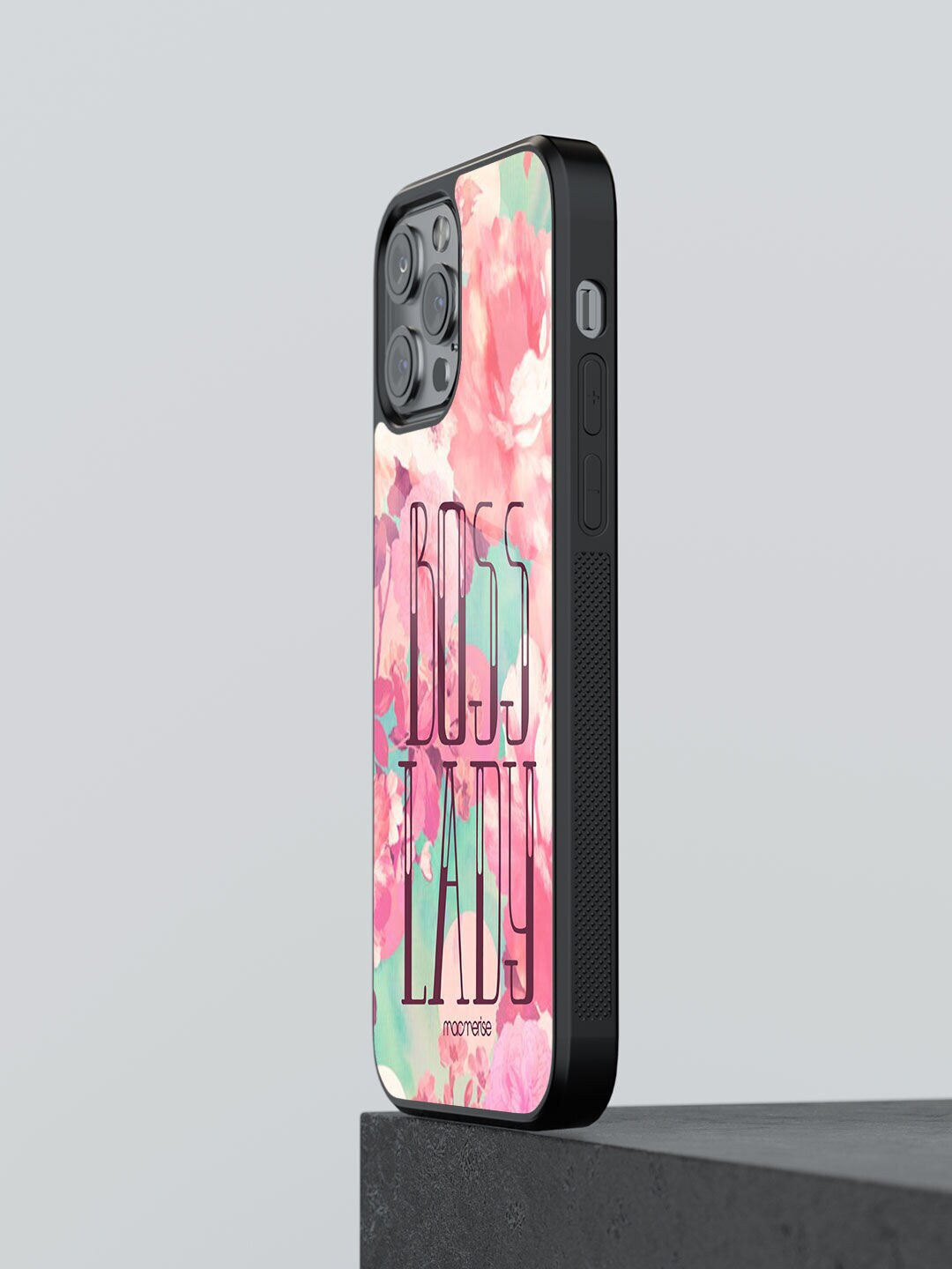 macmerise Pink Boss Lady Printed iPhone 13 Pro Max Glass Back Case Price in India