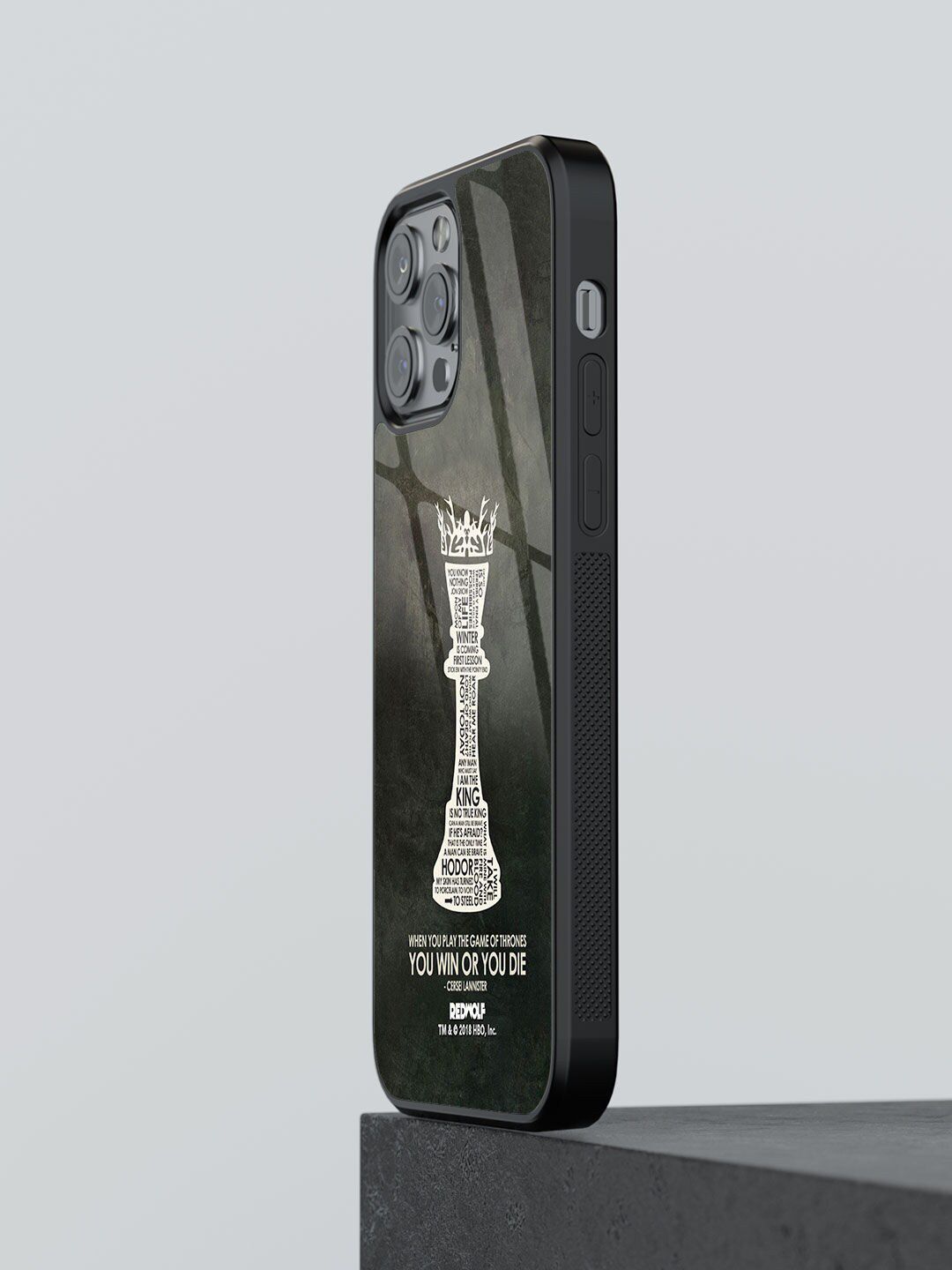 macmerise Black & White Win Or Die Printed iPhone 12 Pro Glass Back Case Price in India