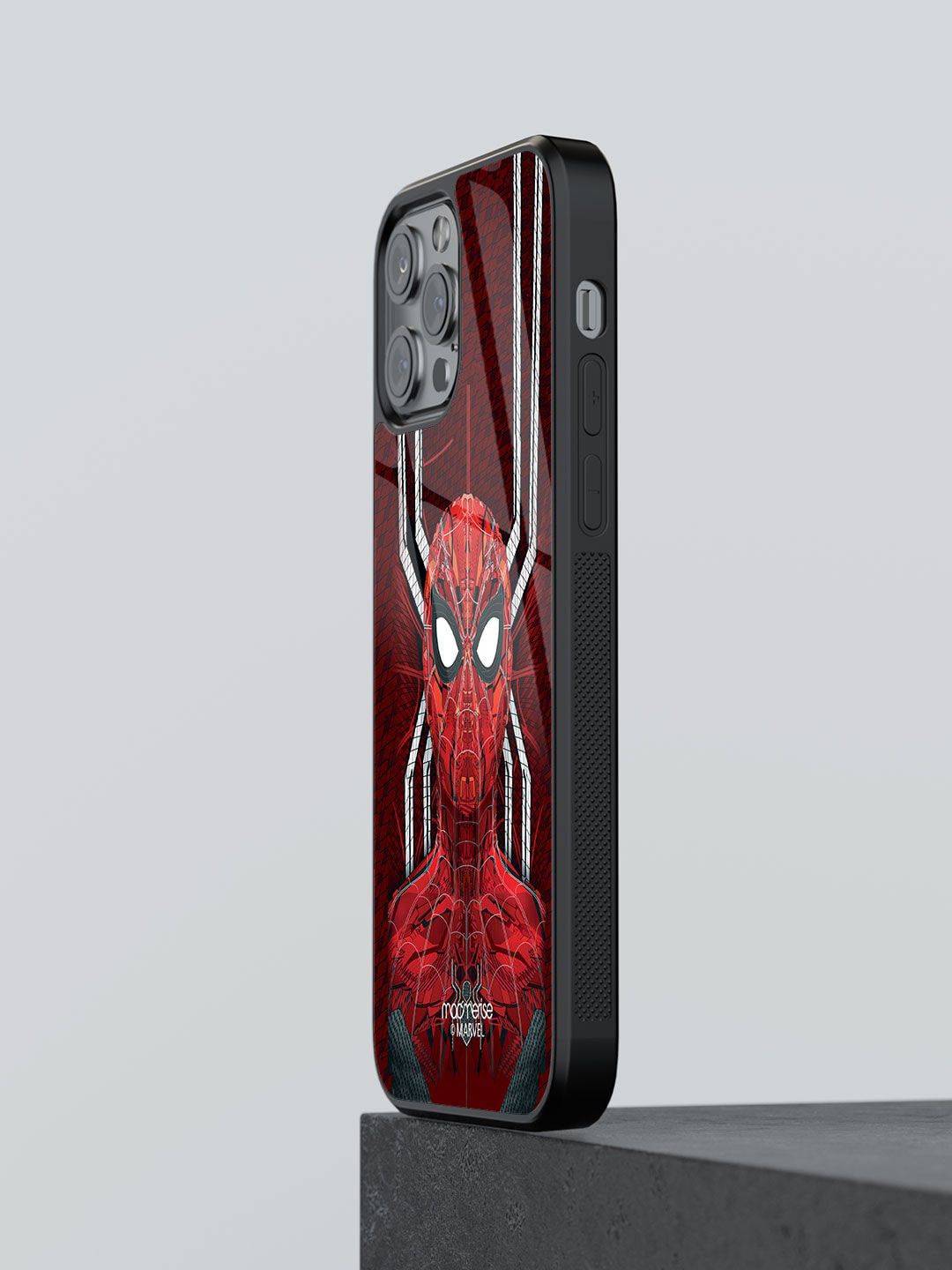 macmerise Red Printed Spidey Stance Glass iPhone 12 Pro Back Case Price in India