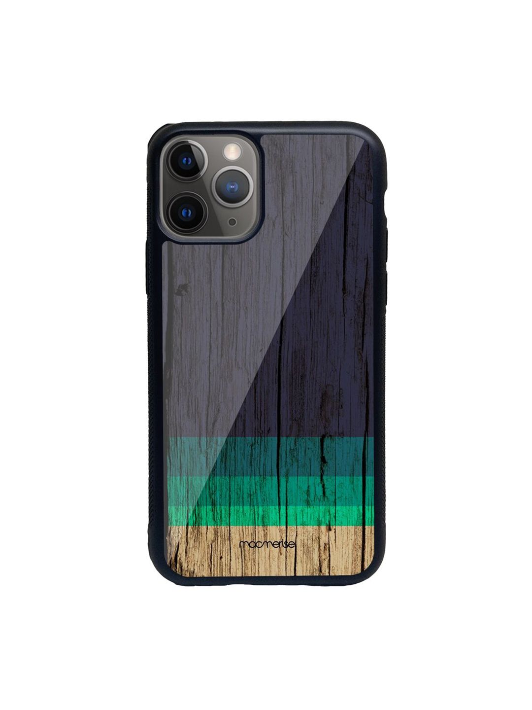 macmerise Blue & Green Printed Wood Stripes iPhone 11 Pro Back Case Price in India