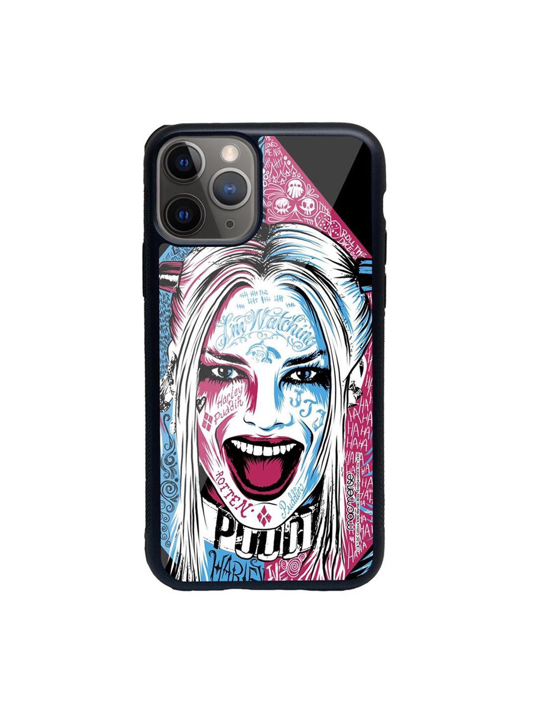 macmerise Pink Printed Wicked Harley Quinn  Glass iPhone 11 Pro Back Case Price in India